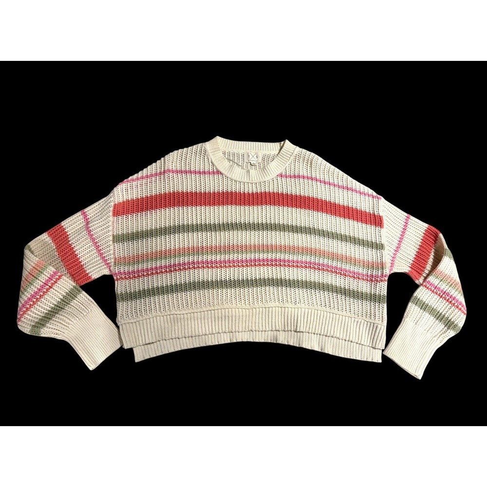 THREAD & SUPPLY Women's‎ Cream Multi Striped Sweater size Small-Oversized